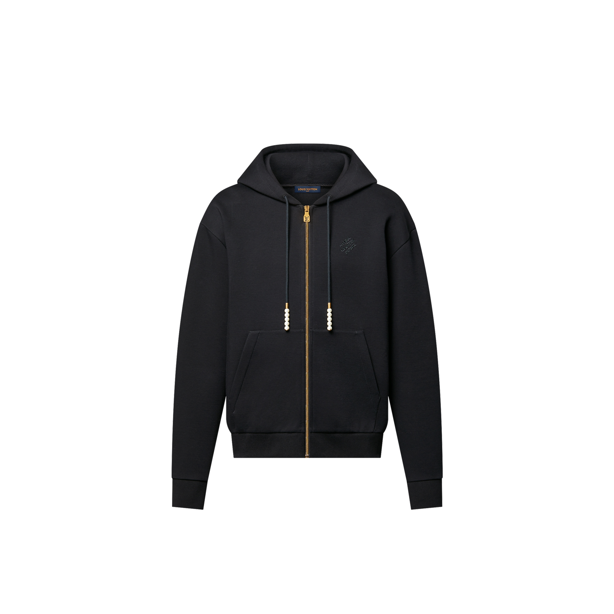 LOUIS VUITTON EMBROIDERED ZIPPED JERSEY HOODIE 1AGILT LOUIS VUITTON EMBROIDERED ZIPPED JERSEY HOODIE 1AGILT